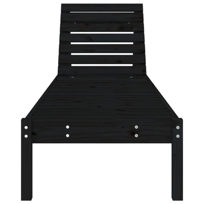 Sun Lounger Black 199.5x60x74 cm Solid Wood Pine