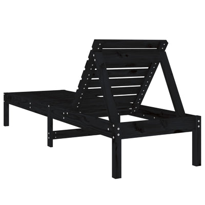 Sun Loungers 2 pcs Black 199.5x60x74 cm Solid Wood Pine