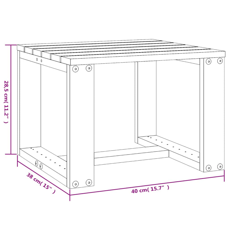 Garden Side Table White 40x38x28.5 cm Solid Wood Pine