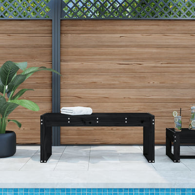 Garden Bench Black 110x38x45 cm Solid Wood Pine