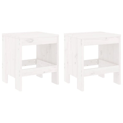 Garden Stools 2 pcs White 40x36x45 cm Solid Wood Pine