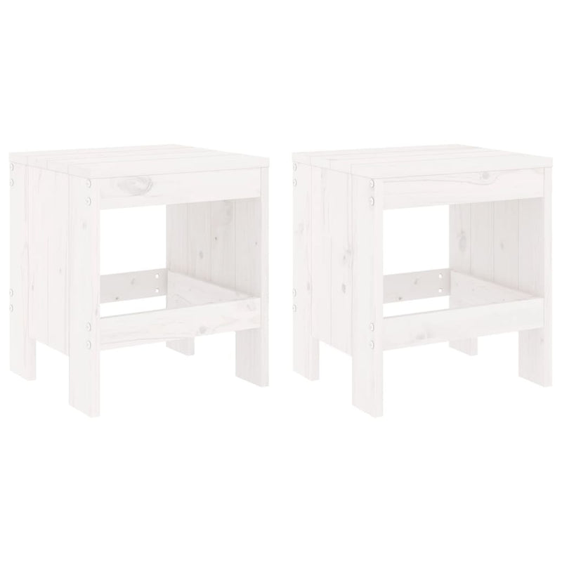 Garden Stools 2 pcs White 40x36x45 cm Solid Wood Pine