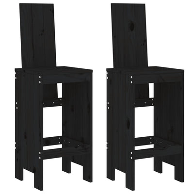 Bar Stools 2 pcs Black 40x42x120 cm Solid Wood Pine