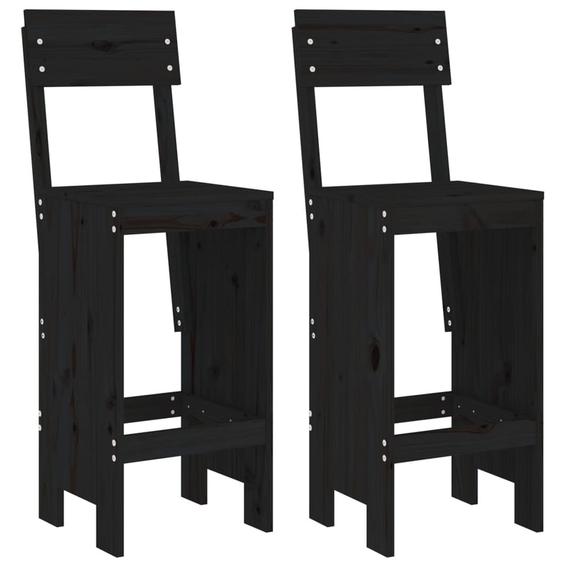 Bar Stools 2 pcs Black 40x48.5x115.5 cm Solid Wood Pine