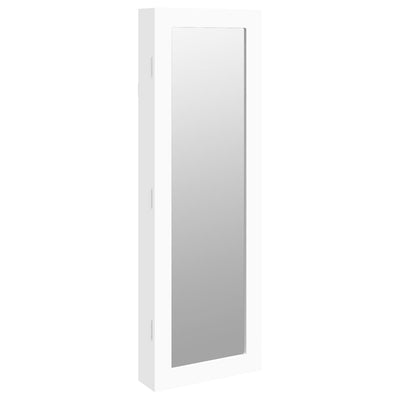 Mirror Jewellery Cabinet Wall Mounted White 30x8.5x90 cm