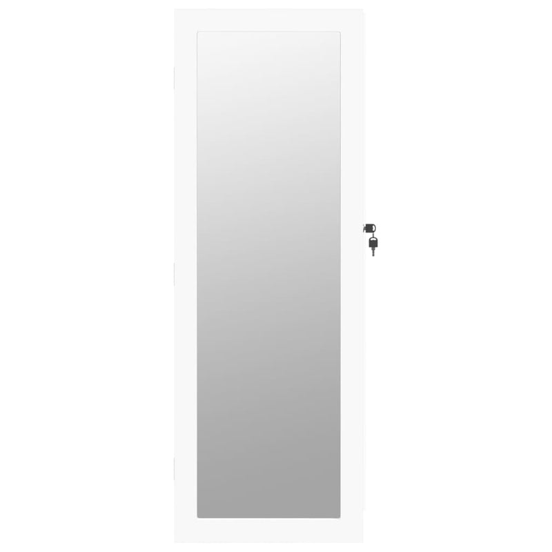 Mirror Jewellery Cabinet Wall Mounted White 37.5x10x106 cm