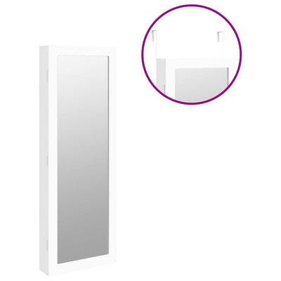 Mirror Jewellery Cabinet Wall Mounted White 37.5x10x106 cm