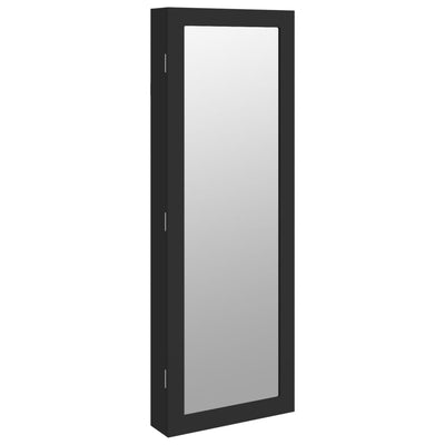 Mirror Jewellery Cabinet Wall Mounted Black 37.5x10x106 cm