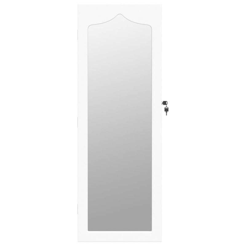 Mirror Jewellery Cabinet Wall Mounted White 37.5x10x106 cm