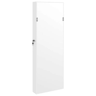 Mirror Jewellery Cabinet Wall Mounted White 37.5x10x106 cm