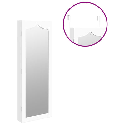 Mirror Jewellery Cabinet Wall Mounted White 37.5x10x106 cm