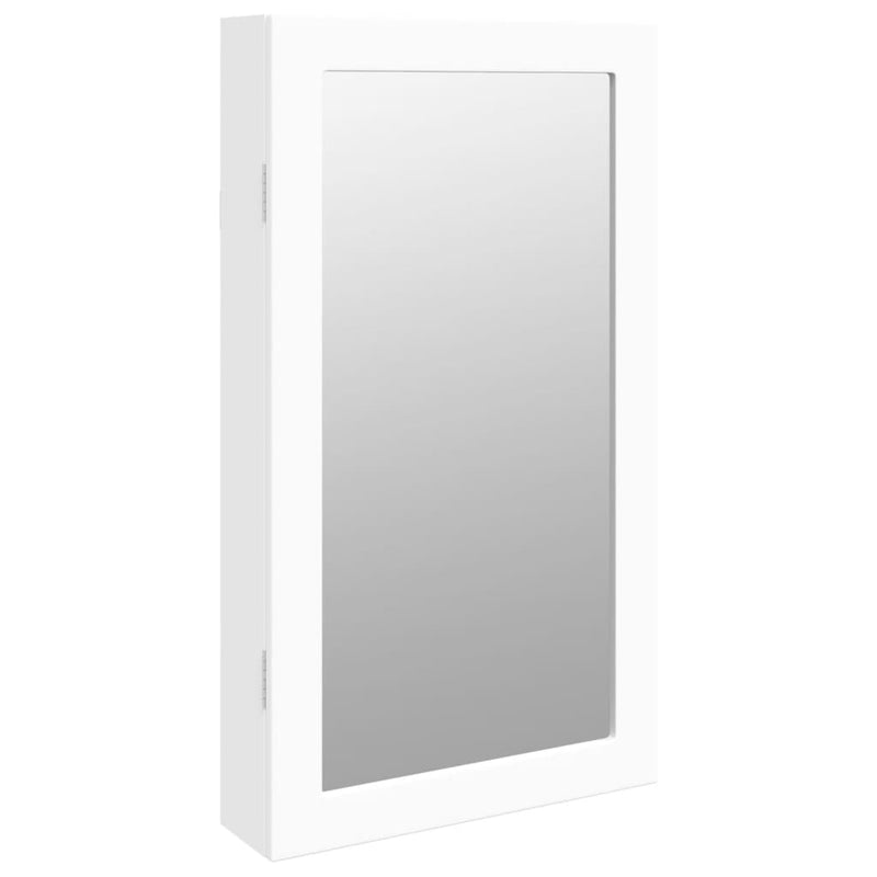 Mirror Jewellery Cabinet with LED Lights Wall Mounted White