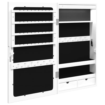 Mirror Jewellery Cabinet with LED Lights Wall Mounted White