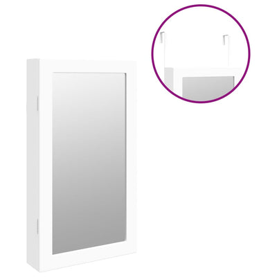 Mirror Jewellery Cabinet with LED Lights Wall Mounted White