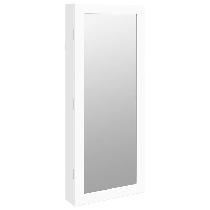 Mirror Jewellery Cabinet with LED Lights Wall Mounted White