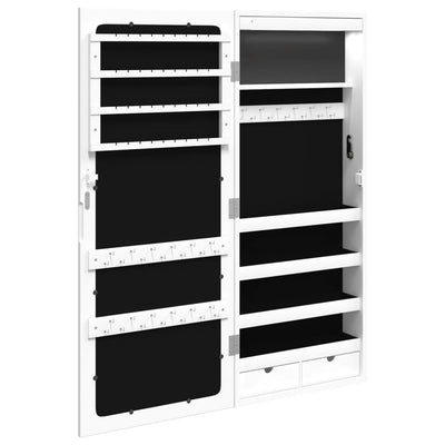 Mirror Jewellery Cabinet with LED Lights Wall Mounted White