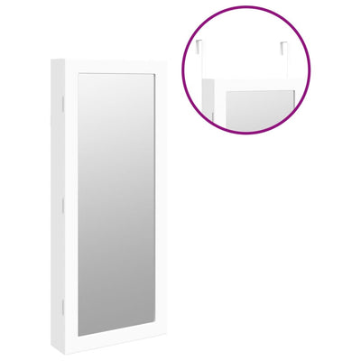 Mirror Jewellery Cabinet with LED Lights Wall Mounted White