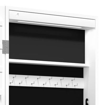 Mirror Jewellery Cabinet with LED Lights Wall Mounted White