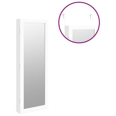 Mirror Jewellery Cabinet with LED Lights Wall Mounted White