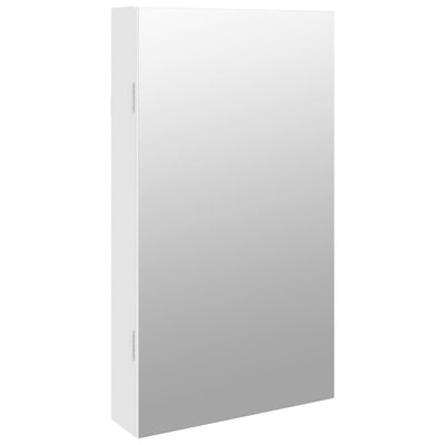 Mirror Jewellery Cabinet with LED Lights Wall Mounted White