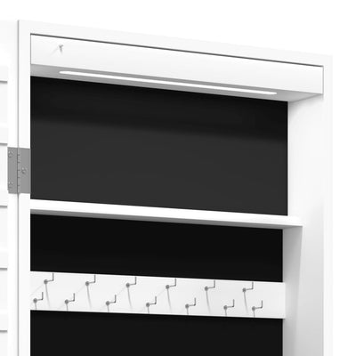 Mirror Jewellery Cabinet with LED Lights Wall Mounted White