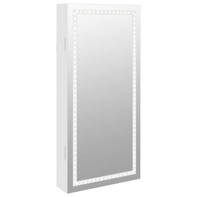 Mirror Jewellery Cabinet with LED Lights Wall Mounted White