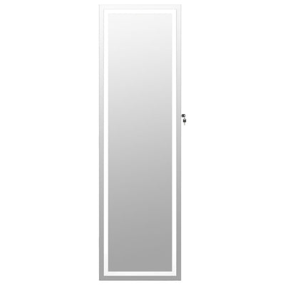 Mirror Jewellery Cabinet with LED Lights Wall Mounted White