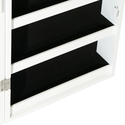 Mirror Jewellery Cabinet with LED Lights Wall Mounted White