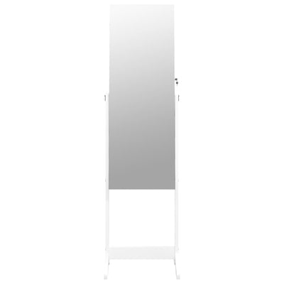 Mirror Jewellery Cabinet Free Standing White 42x38x152 cm