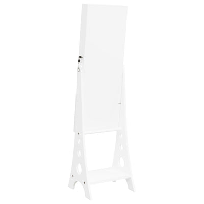 Mirror Jewellery Cabinet with LED Lights Free Standing White