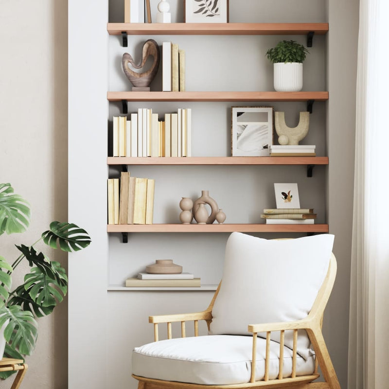 Wall Shelf Light Brown 100x20x4 cm Treated Solid Wood Oak