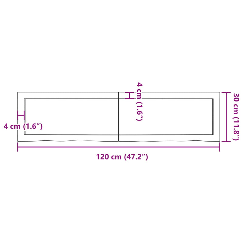 Wall Shelf Light Brown 120x30x(2-4) cm Treated Solid Wood Oak