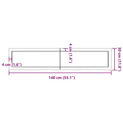 Wall Shelf Light Brown 140x30x(2-4) cm Treated Solid Wood Oak