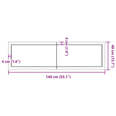 Wall Shelf Light Brown 140x40x(2-4) cm Treated Solid Wood Oak