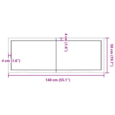 Wall Shelf Light Brown 140x50x(2-4) cm Treated Solid Wood Oak