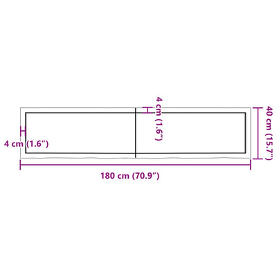 Wall Shelf Light Brown 180x40x(2-4) cm Treated Solid Wood Oak