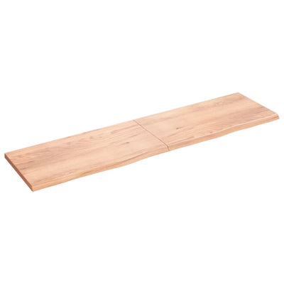 Wall Shelf Light Brown 200x50x(2-4) cm Treated Solid Wood Oak