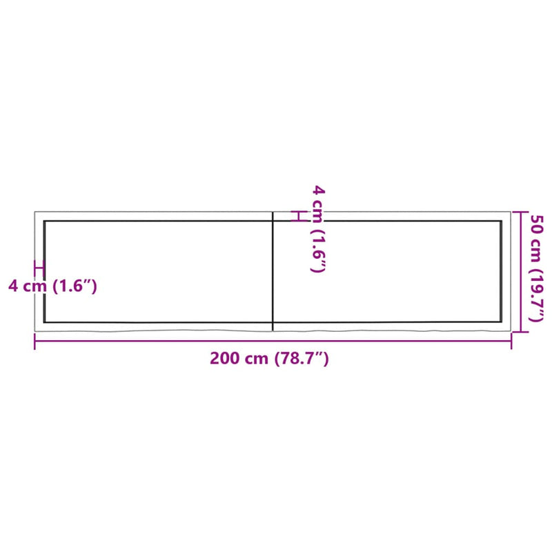 Wall Shelf Light Brown 200x50x(2-4) cm Treated Solid Wood Oak