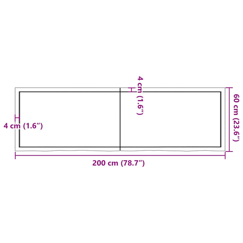 Wall Shelf Light Brown 200x60x(2-4) cm Treated Solid Wood Oak