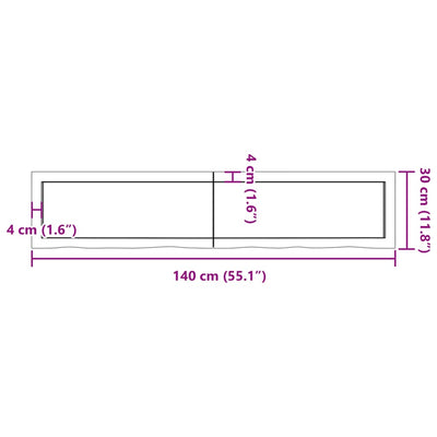 Wall Shelf Dark Brown 140x30x(2-4) cm Treated Solid Wood Oak