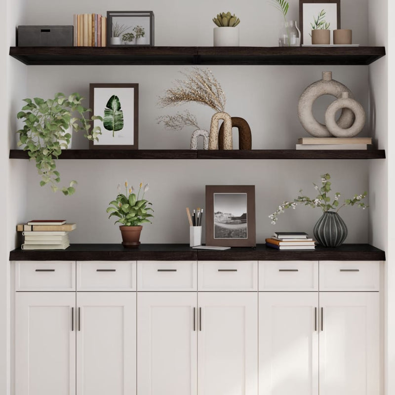 Wall Shelf Dark Grey 180x60x4 cm Treated Solid Wood Oak