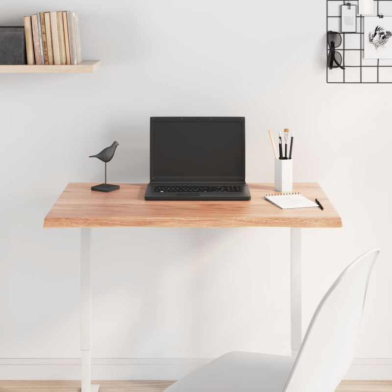 Table Top Light Brown 80x40x2 cm Treated Solid Wood Oak Live Edge