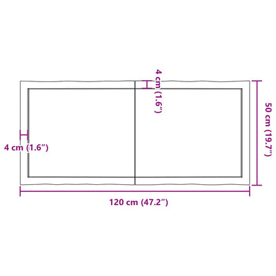 Table Top Light Brown 120x50x(2-6)cm Treated Solid Wood Live Edge