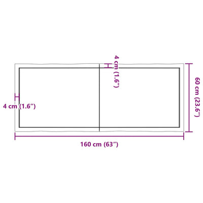 Table Top Light Brown 160x60x(2-4)cm Treated Solid Wood Live Edge