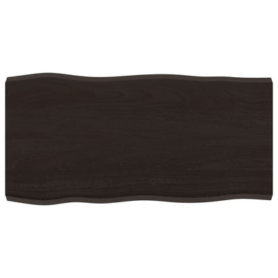 Table Top Dark Brown 80x40x(2-4) cm Treated Solid Wood Live Edge