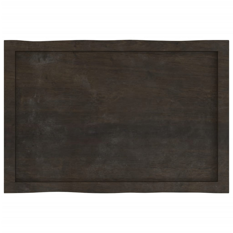 Table Top Dark Brown 80x50x(2-4) cm Treated Solid Wood Live Edge