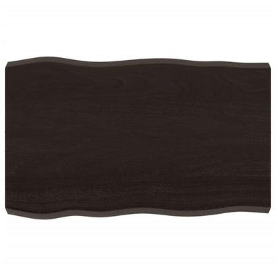 Table Top Dark Brown 80x50x(2-6) cm Treated Solid Wood Live Edge