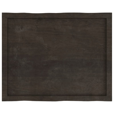 Table Top Dark Brown 80x60x(2-6) cm Treated Solid Wood Live Edge