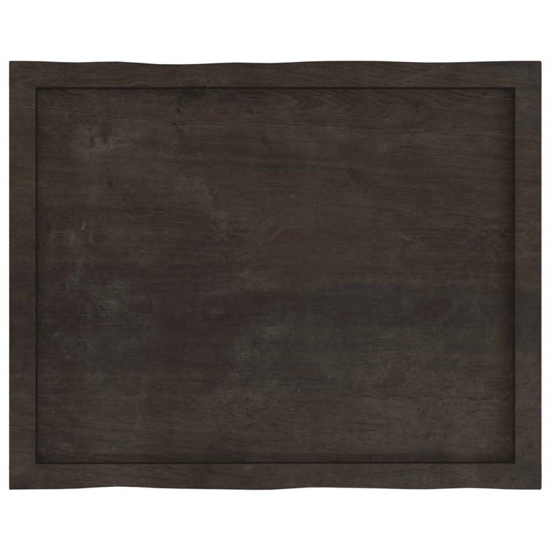 Table Top Dark Brown 80x60x(2-6) cm Treated Solid Wood Live Edge