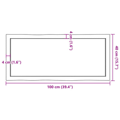 Table Top Dark Brown 100x40x(2-6) cm Treated Solid Wood Live Edge